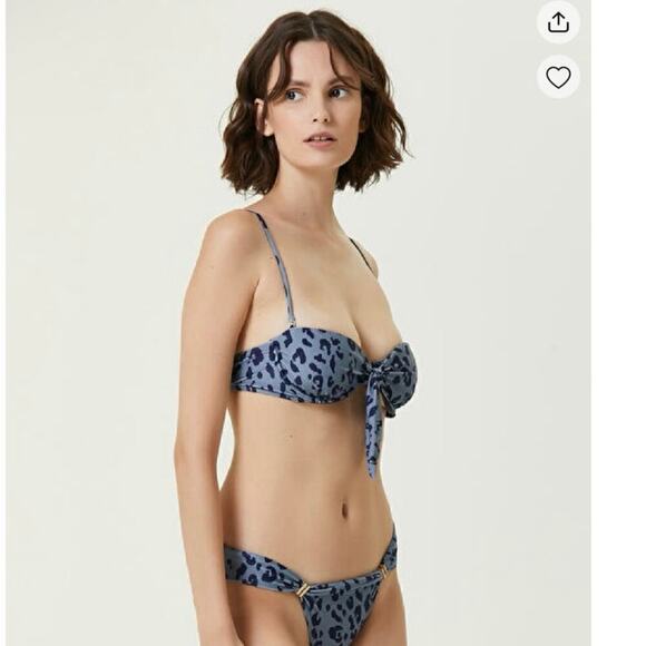 Nwt ViX Grey Black‎ Leopard Print Lace-Up Bikini Top sz small - Picture 2 of 3